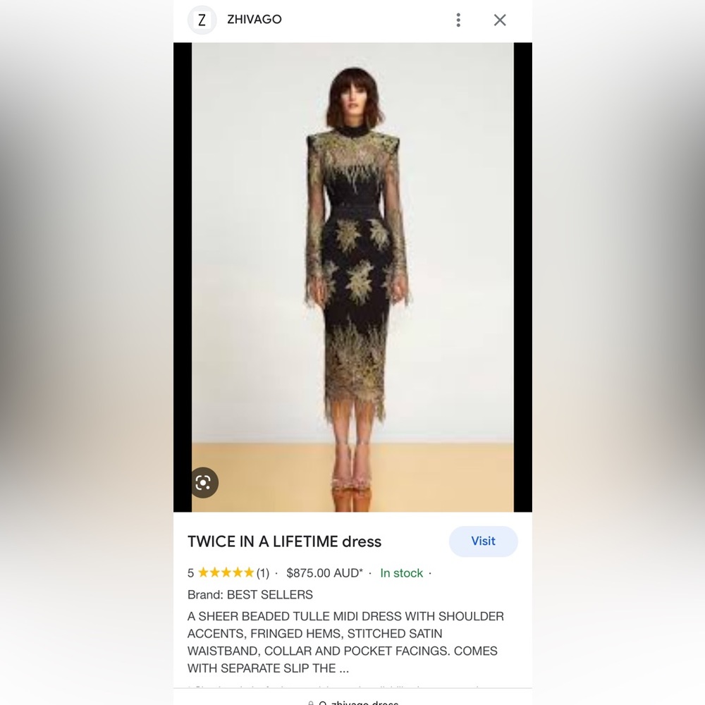 Zhivago twice in a lifetime dress worn 1hour no slip